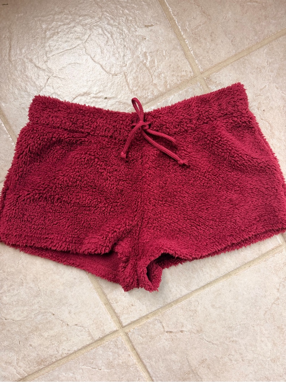 No Boundaries Burgundy Plush Fleece Lounge Shorts Size M